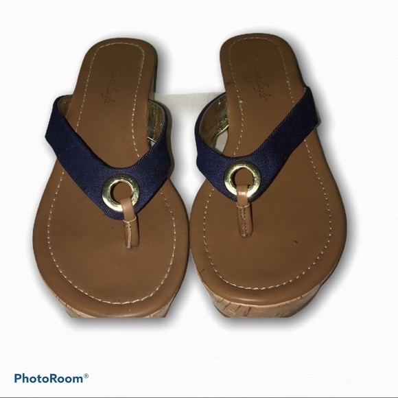 American Eagle Outfitters Shoes - American Eagle cork wedge thong sandals.